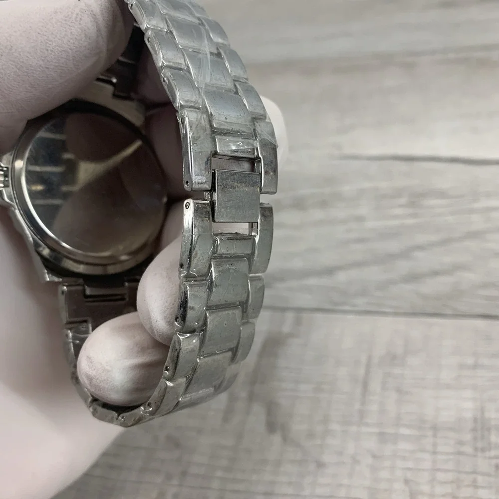 Rhinestone Stainless Steel Big Round Woman's Watch Stainless Steel Bracelet